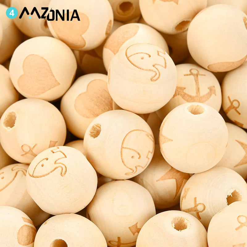 10 komada 16 mm prirodne drvene perle s nasumičnim uzorkom, okrugle labave perle za izradu nakita, narukvica, DIY ogrlica, pribor s perlama