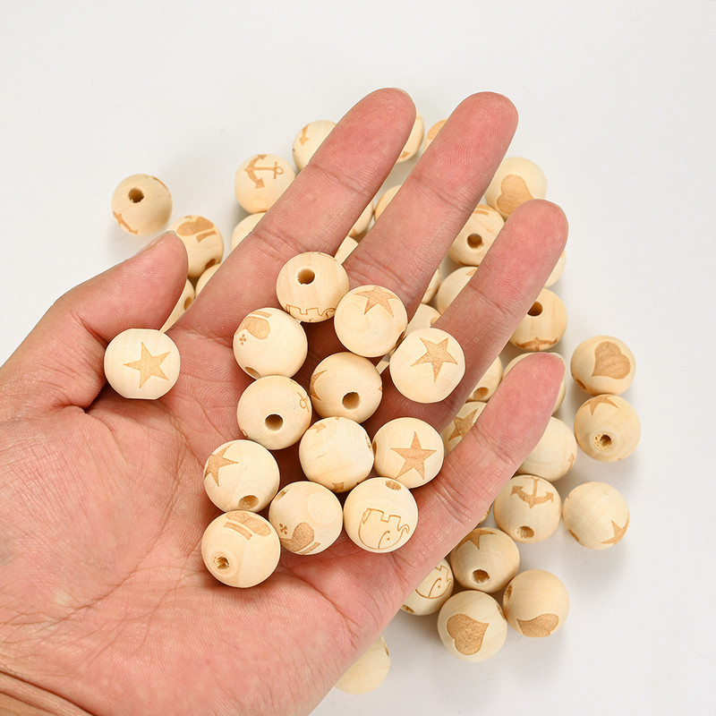 10 komada 16 mm prirodne drvene perle s nasumičnim uzorkom, okrugle labave perle za izradu nakita, narukvica, DIY ogrlica, pribor s perlama