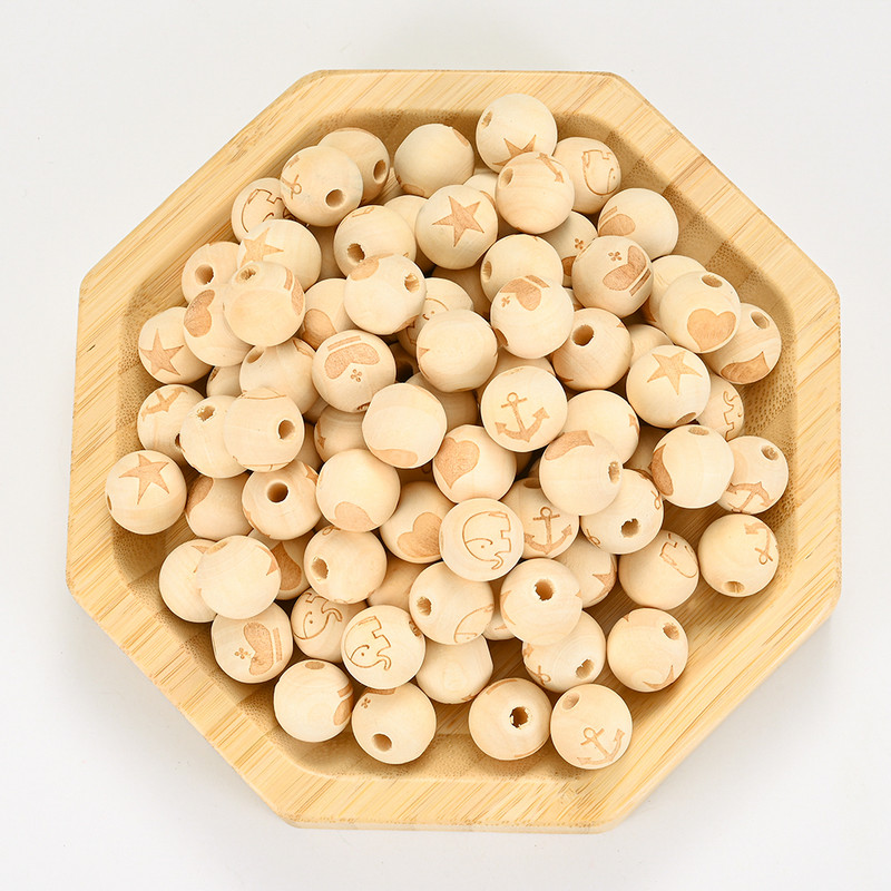 10 komada 16 mm prirodne drvene perle s nasumičnim uzorkom, okrugle labave perle za izradu nakita, narukvica, DIY ogrlica, pribor s perlama