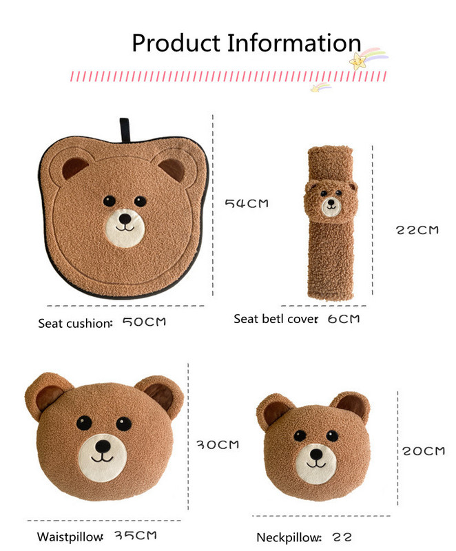 Crtani auto Naslon za glavu Naslon za vrat Jastuk Naramenica Slatki medo Prase Autosjedalica Kralježnica Jastuk za vratni dio Jastuk za struk Jastuk za autosjedalicu
