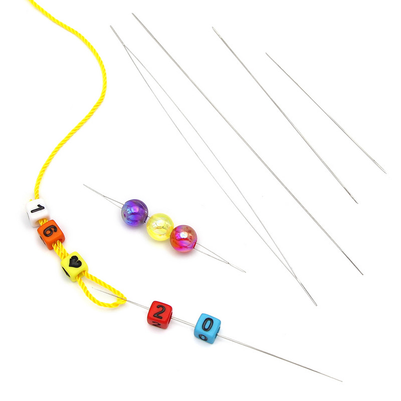 5 TK avatud kumerad pärlimisnõelad Ehete valmistamise tööriistad Roostevabast terasest nõel helmeste keermestamiseks DIY kaelakee käevõru