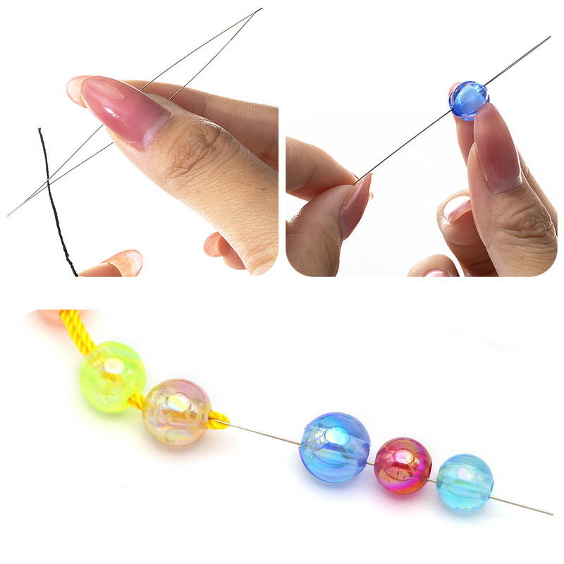 5 TK avatud kumerad pärlimisnõelad Ehete valmistamise tööriistad Roostevabast terasest nõel helmeste keermestamiseks DIY kaelakee käevõru