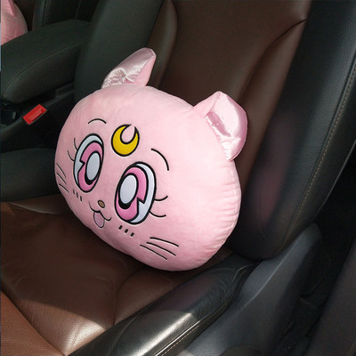 Nouă pernă pentru tetieră cu desene animate drăguță mașină Luna cap de pisică pernă de pluș pentru gât Scaun mașină pernă pentru tetiera Kawaii Accesorii auto pentru fete
