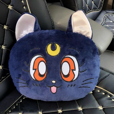 Nouă pernă pentru tetieră cu desene animate drăguță mașină Luna cap de pisică pernă de pluș pentru gât Scaun mașină pernă pentru tetiera Kawaii Accesorii auto pentru fete