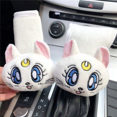 Nouă pernă pentru tetieră cu desene animate drăguță mașină Luna cap de pisică pernă de pluș pentru gât Scaun mașină pernă pentru tetiera Kawaii Accesorii auto pentru fete