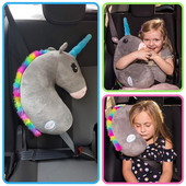 Drăguț unicorn husă centură de siguranță pernă PP bumbac pluș centură de siguranță pentru umeri pentru copii copii pernă pentru gât păpușă de desene animate