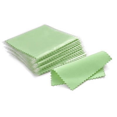 50/10 db 8x8cm-es ezüst polírozó kendő Ékszertisztító foltossággátló, újrafelhasználható puha törlőkendő