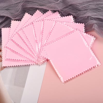 50/10 db 8x8cm-es ezüst polírozó kendő Ékszertisztító foltossággátló, újrafelhasználható puha törlőkendő