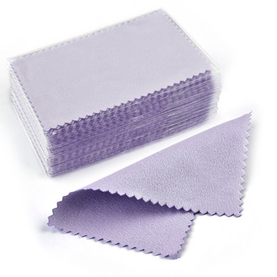 50/10 db 8x8cm-es ezüst polírozó kendő Ékszertisztító foltossággátló, újrafelhasználható puha törlőkendő