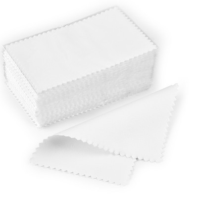50/10 db 8x8cm-es ezüst polírozó kendő Ékszertisztító foltossággátló, újrafelhasználható puha törlőkendő