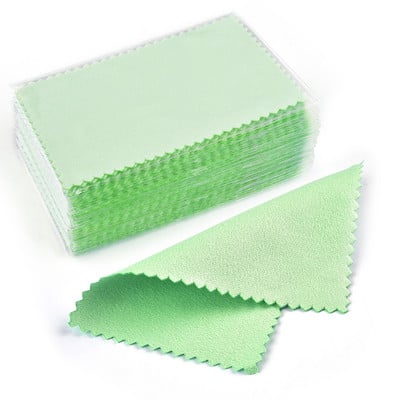 50/10 db 8x8cm-es ezüst polírozó kendő Ékszertisztító foltossággátló, újrafelhasználható puha törlőkendő