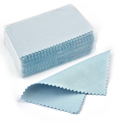 50/10 db 8x8cm-es ezüst polírozó kendő Ékszertisztító foltossággátló, újrafelhasználható puha törlőkendő