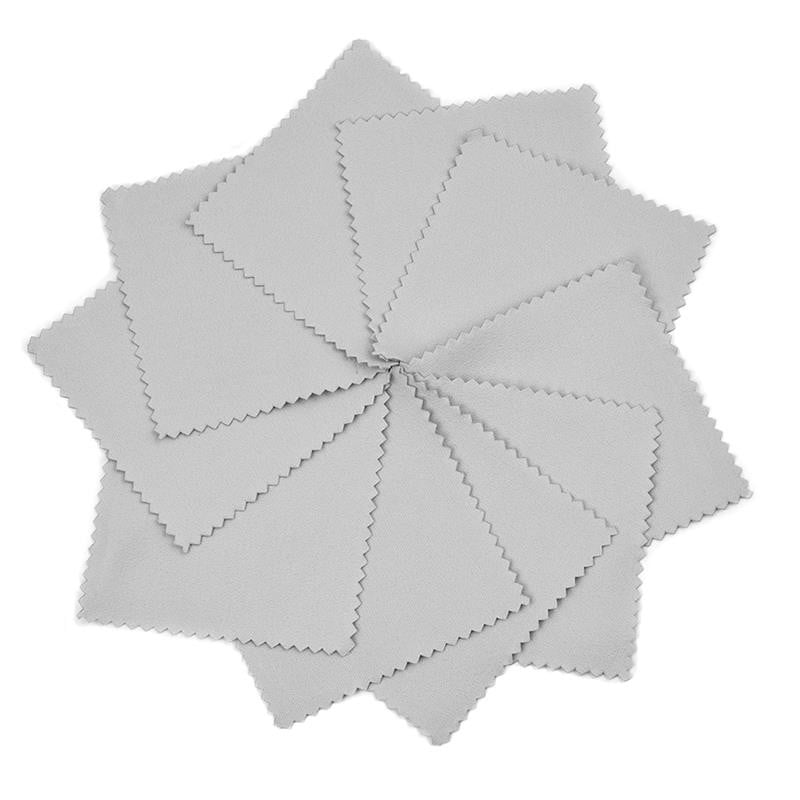 50/10 db 8x8cm-es ezüst polírozó kendő Ékszertisztító foltossággátló, újrafelhasználható puha törlőkendő