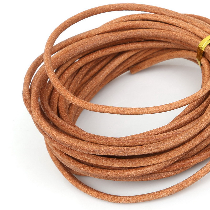 5 metara prirodne boje od prave kožne uzice okruglog užeta za DIY ogrlicu, narukvicu, uže za nakit promjera 1/1,5/2/3 mm