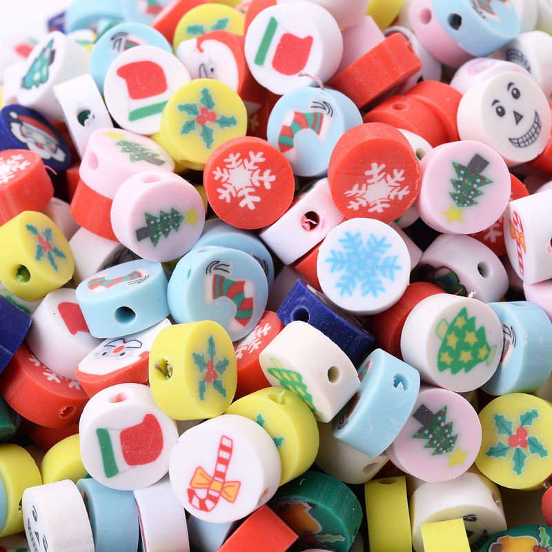30/50/100 kom/lot Božićne labave perle Perle od polimerske gline Snježne pahuljice Djed Božićnjak perle za izradu nakita DIY narukvica Ogrlica
