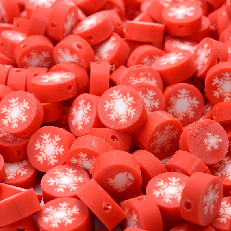 30/50/100 kom/lot Božićne labave perle Perle od polimerske gline Snježne pahuljice Djed Božićnjak perle za izradu nakita DIY narukvica Ogrlica