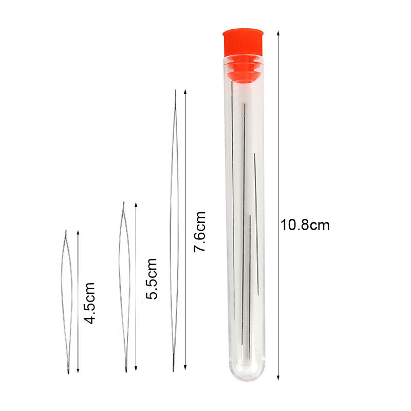 1 set Otvorene igle za perle s velikim okom Alati za narukvice s perlama Ogrlice od nehrđajućeg čelika Igle za samourezivanje konca za pribor za nakit