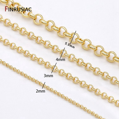 Veleprodajni pribor za lanac s okruglim karikama od 14k pozlaćen 2/3/4/5,5 mm za izradu nakita, DIY narukvica, ogrlica, kalem za lanac