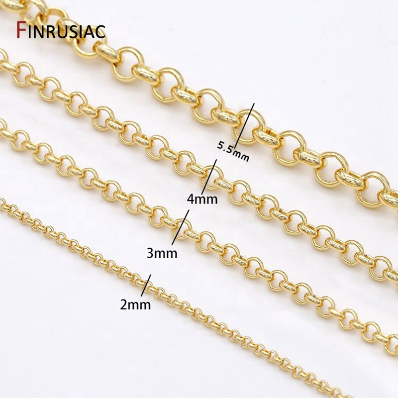 Veleprodajni pribor za lanac s okruglim karikama od 14k pozlaćen 2/3/4/5,5 mm za izradu nakita, DIY narukvica, ogrlica, kalem za lanac