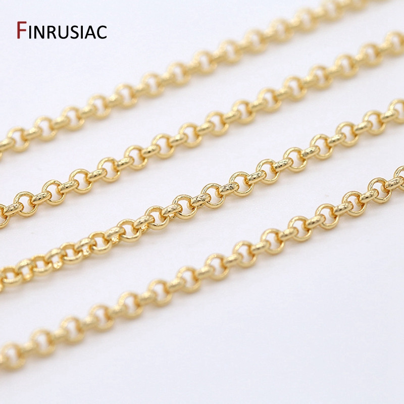 Veleprodajni pribor za lanac s okruglim karikama od 14k pozlaćen 2/3/4/5,5 mm za izradu nakita, DIY narukvica, ogrlica, kalem za lanac