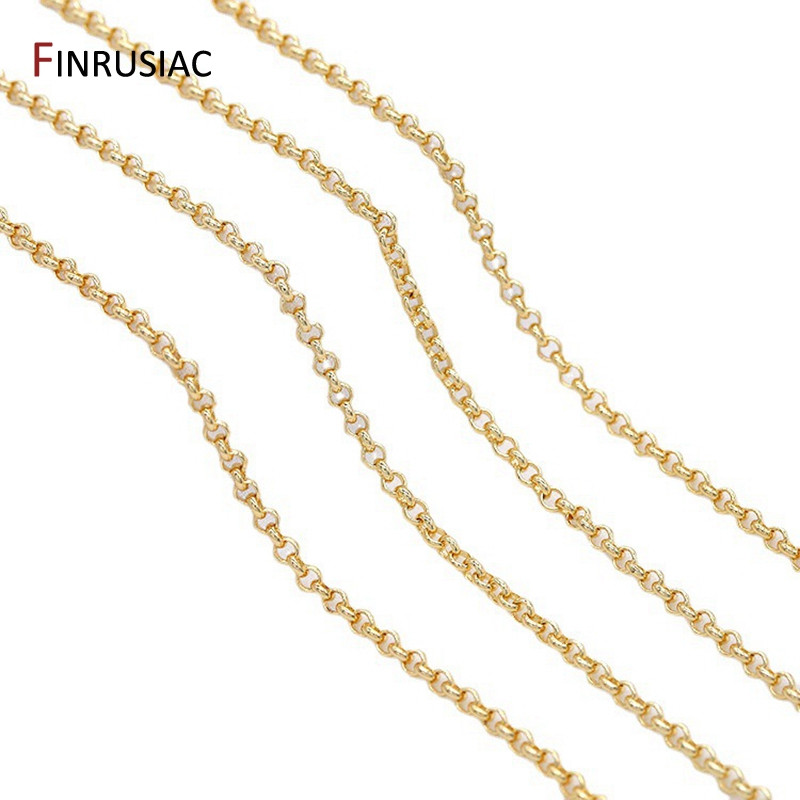 Veleprodajni pribor za lanac s okruglim karikama od 14k pozlaćen 2/3/4/5,5 mm za izradu nakita, DIY narukvica, ogrlica, kalem za lanac