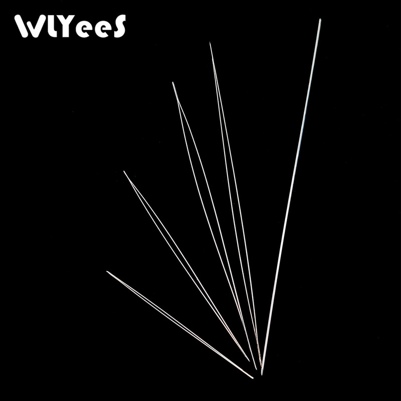 WLYeeS 5Pcs Zakrivljene igle za perle sa središnjim otvorom Alati od nehrđajućeg čelika Igle za perle Uvlačenje konaca Uzica Jednostavna izrada nakita
