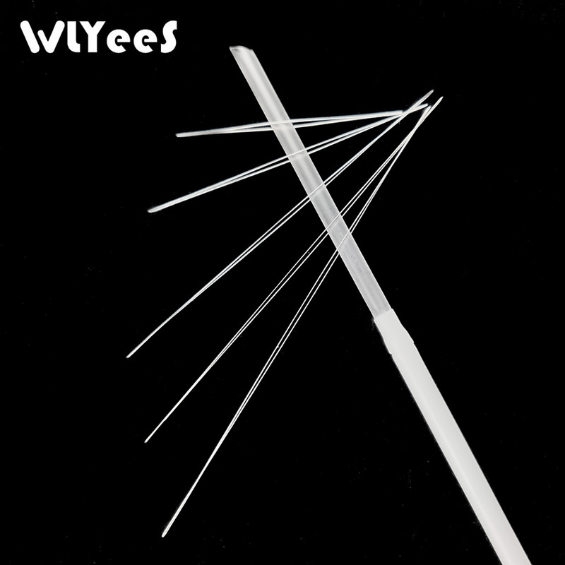 WLYeeS 5Pcs Zakrivljene igle za perle sa središnjim otvorom Alati od nehrđajućeg čelika Igle za perle Uvlačenje konaca Uzica Jednostavna izrada nakita