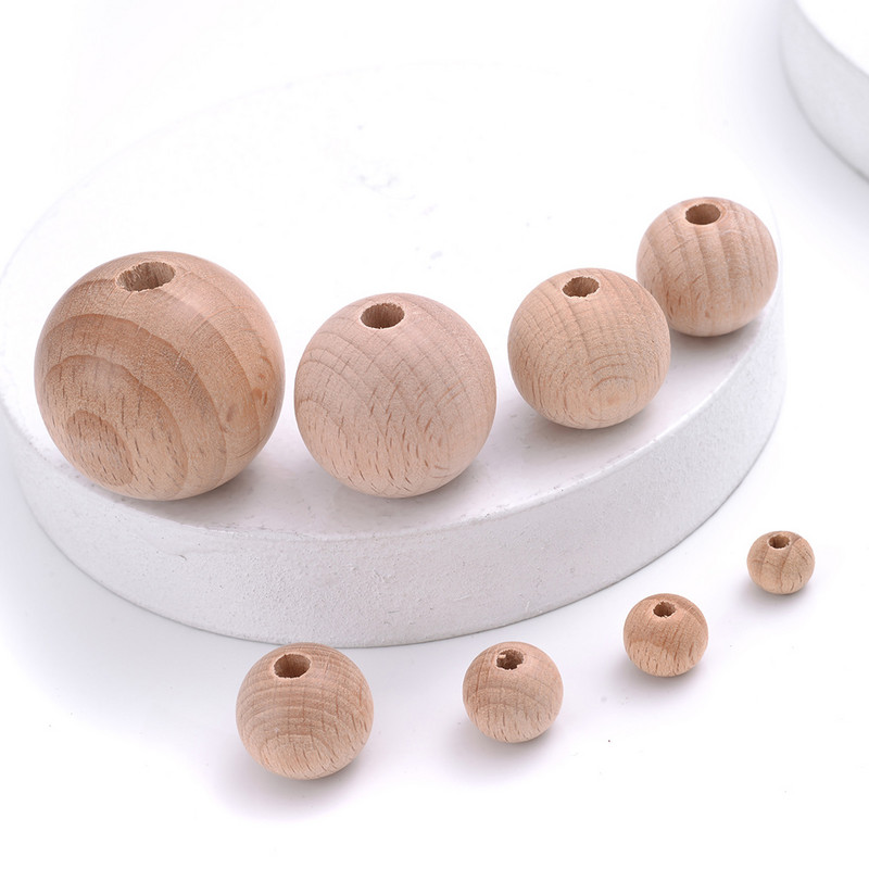 8 10 12 14 15 16 18 20 25 30 mm Perle od prirodnog drva Okrugli oblik Razmakne perle od bukve Za izradu nakita DIY narukvica Ogrlica
