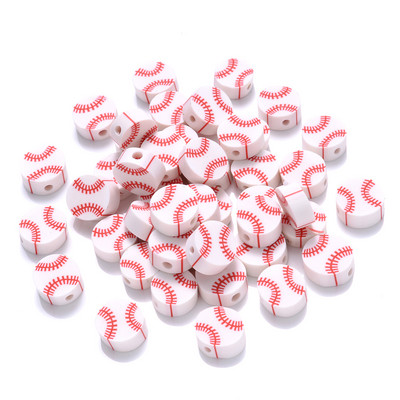30/50/100 kom 10 mm bejzbol razmaknice perle ravne okrugle sportske potrepštine labave perle za izradu nakita DIY narukvica pričvršćivanje ogrlice