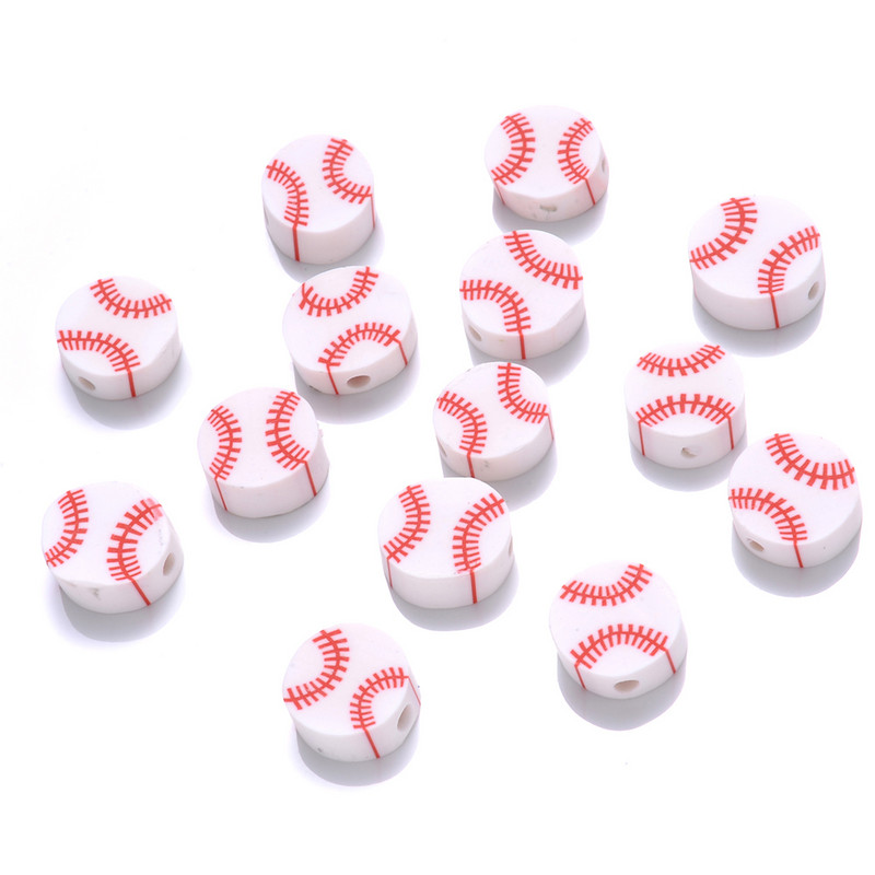 30/50/100 kom 10 mm bejzbol razmaknice perle ravne okrugle sportske potrepštine labave perle za izradu nakita DIY narukvica pričvršćivanje ogrlice