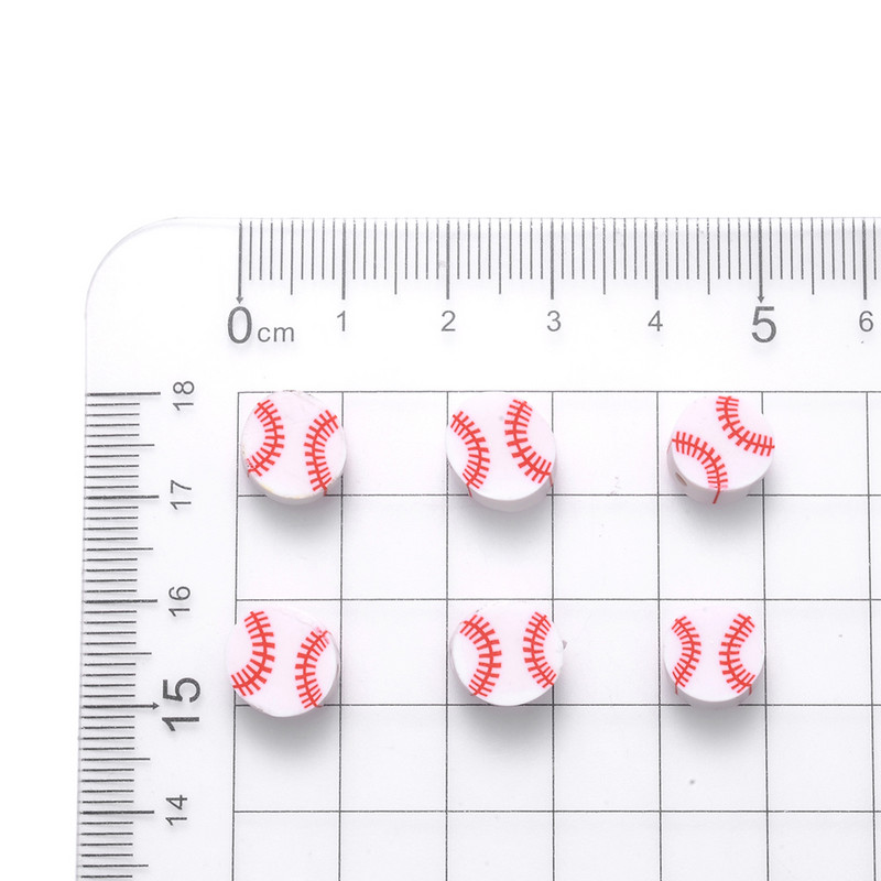 30/50/100 kom 10 mm bejzbol razmaknice perle ravne okrugle sportske potrepštine labave perle za izradu nakita DIY narukvica pričvršćivanje ogrlice
