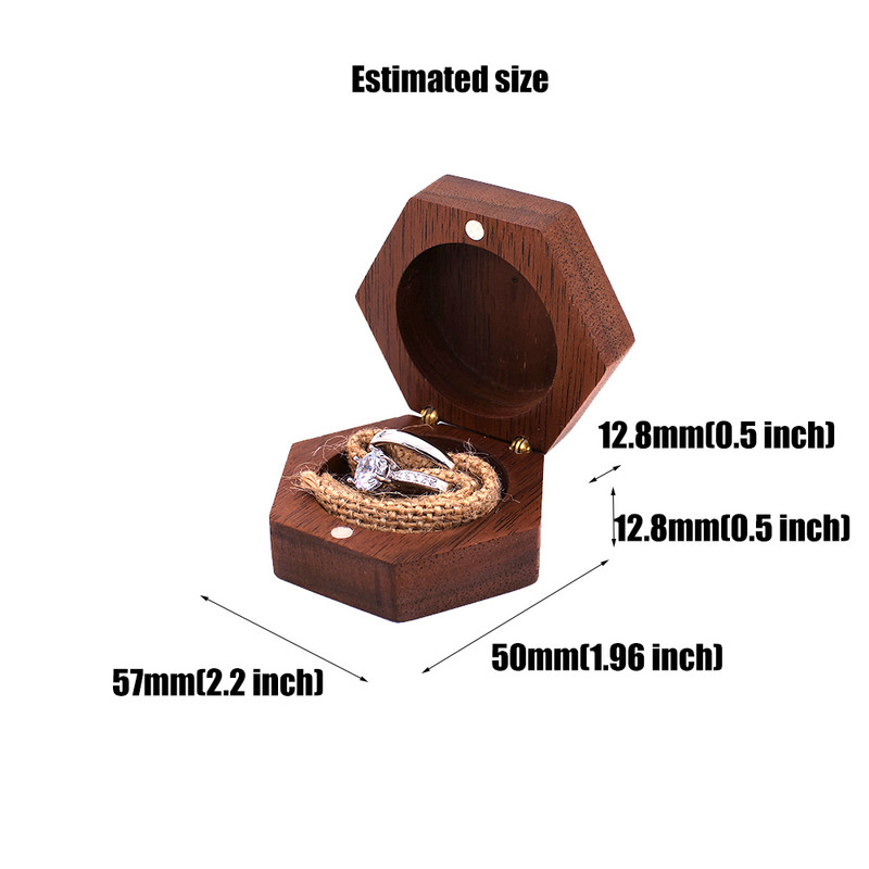 Cutie pentru purtător de inele de logodnă din lemn personalizată, cutie rustică personalizată cu nume personalizat, pentru decorațiuni de dată, bijuterii de nuntă personalizate, cutii de suport pentru inele din lemn