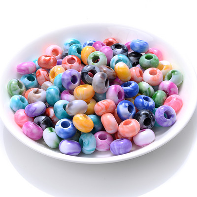 30/50/100 kom 15x9 mm više stilova akrilne perle s velikim rupama, ravne okrugle labave razmaknice za dodatke za izradu nakita „uradi sam“