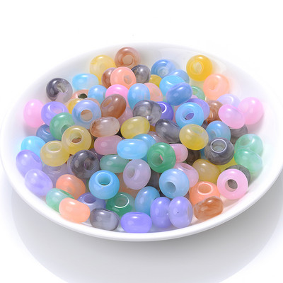 30/50/100 kom 15x9 mm više stilova akrilne perle s velikim rupama, ravne okrugle labave razmaknice za dodatke za izradu nakita „uradi sam“