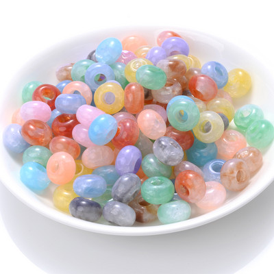 30/50/100 kom 15x9 mm više stilova akrilne perle s velikim rupama, ravne okrugle labave razmaknice za dodatke za izradu nakita „uradi sam“