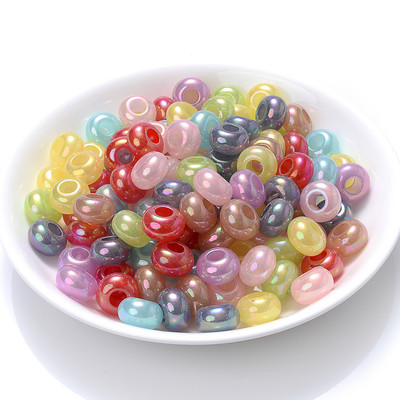 30/50/100 kom 15x9 mm više stilova akrilne perle s velikim rupama, ravne okrugle labave razmaknice za dodatke za izradu nakita „uradi sam“