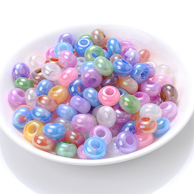 30/50/100 kom 15x9 mm više stilova akrilne perle s velikim rupama, ravne okrugle labave razmaknice za dodatke za izradu nakita „uradi sam“