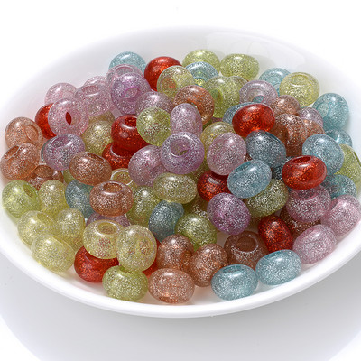 30/50/100 kom 15x9 mm više stilova akrilne perle s velikim rupama, ravne okrugle labave razmaknice za dodatke za izradu nakita „uradi sam“