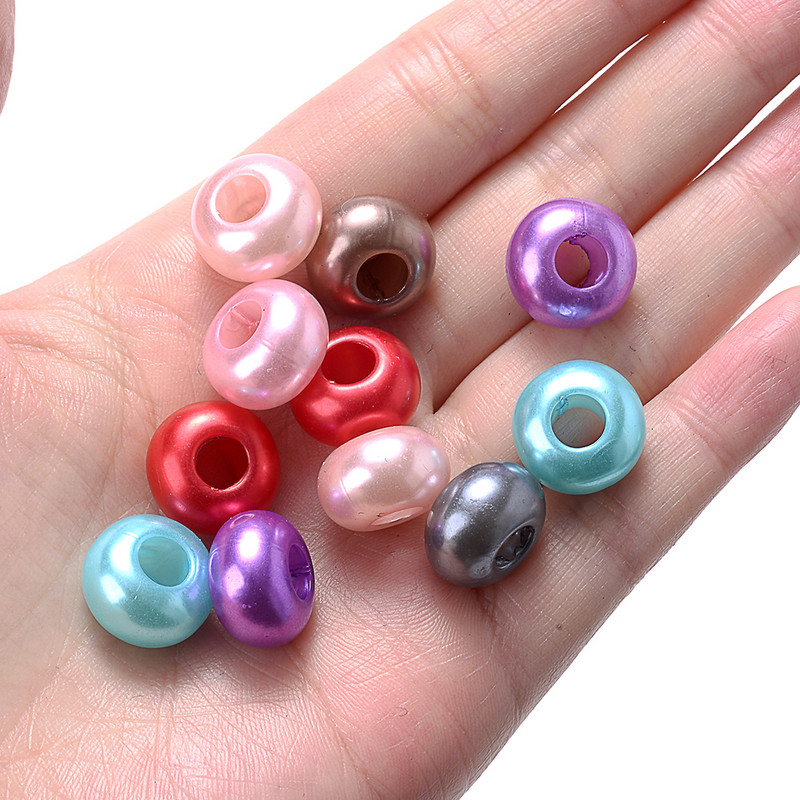 30/50/100 kom 15x9 mm više stilova akrilne perle s velikim rupama, ravne okrugle labave razmaknice za dodatke za izradu nakita „uradi sam“
