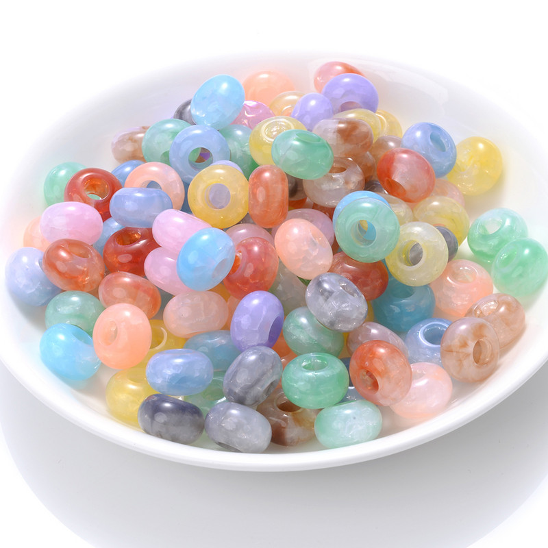 30/50/100 kom 15x9 mm više stilova akrilne perle s velikim rupama, ravne okrugle labave razmaknice za dodatke za izradu nakita „uradi sam“