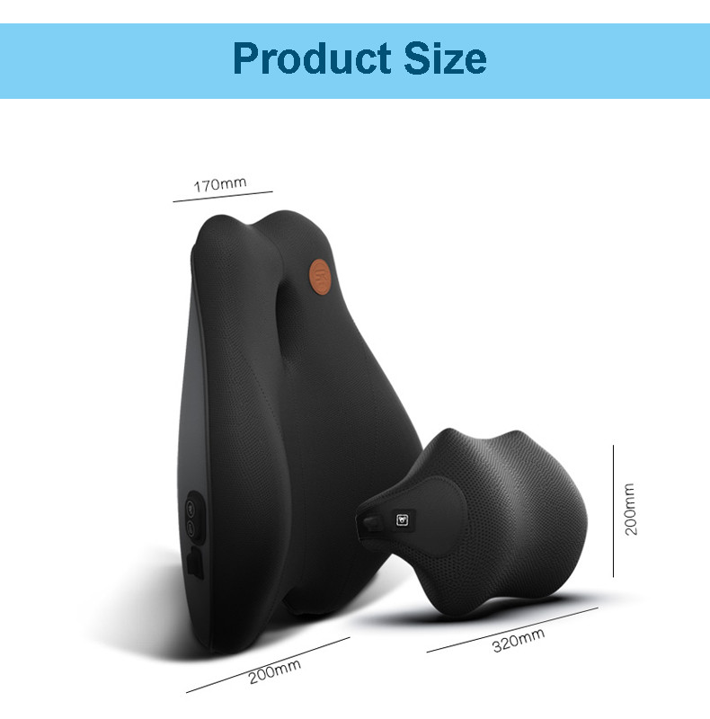 JINSERTA Jastuk za masažu za potporu za vrat Autosjedalica Jastuk za naslon za glavu Simulacija ljudske masaže Automobil za leđa Putovanje Kućni ured