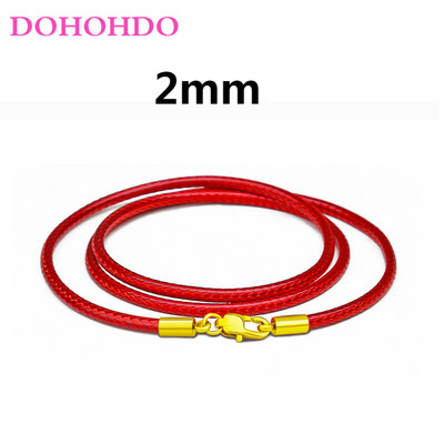 Snur de colier de 1,5-3 mm Snur din piele Lanț de frânghie de ceară cu închizătoare de homar de culoare aurie din oțel inoxidabil pentru fabricarea de bijuterii de colier DIY