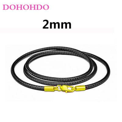 Snur de colier de 1,5-3 mm Snur din piele Lanț de frânghie de ceară cu închizătoare de homar de culoare aurie din oțel inoxidabil pentru fabricarea de bijuterii de colier DIY