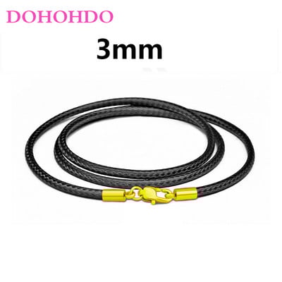 Snur de colier de 1,5-3 mm Snur din piele Lanț de frânghie de ceară cu închizătoare de homar de culoare aurie din oțel inoxidabil pentru fabricarea de bijuterii de colier DIY