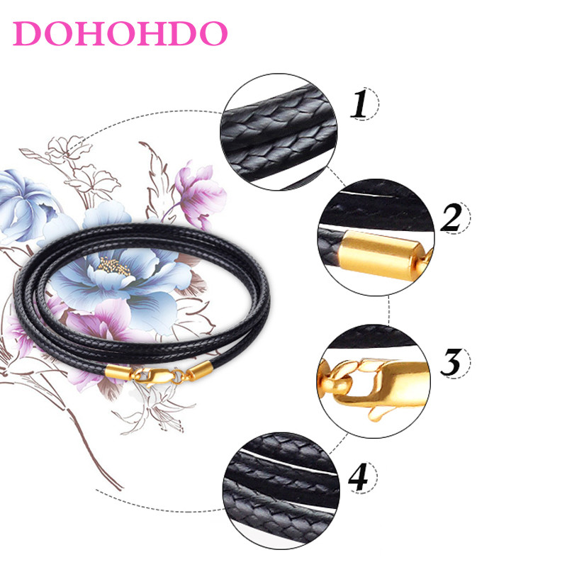 Snur de colier de 1,5-3 mm Snur din piele Lanț de frânghie de ceară cu închizătoare de homar de culoare aurie din oțel inoxidabil pentru fabricarea de bijuterii de colier DIY