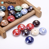 Επίπεδες στρογγυλές κεραμικές χάντρες μικτού χρώματος 12mm Χάντρες πορσελάνης διαχωριστής για κοσμήματα Αξεσουάρ κολιέ βραχιολιών DIY