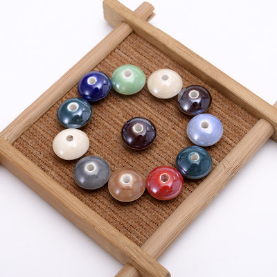 Επίπεδες στρογγυλές κεραμικές χάντρες μικτού χρώματος 12mm Χάντρες πορσελάνης διαχωριστής για κοσμήματα Αξεσουάρ κολιέ βραχιολιών DIY