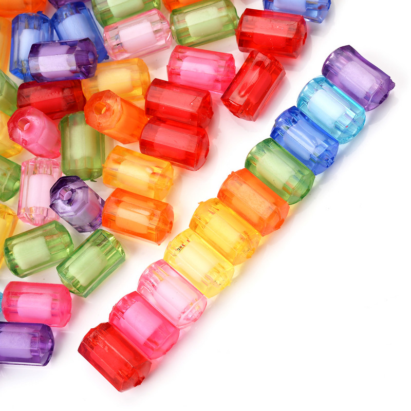 50 vnt. / siunta 7x12 mm mišrūs akriliniai skaidrūs karoliukai apvalūs stulpai Laisvi tarpikliai papuošalams gaminti „pasidaryk pats“ rankų darbo priedai