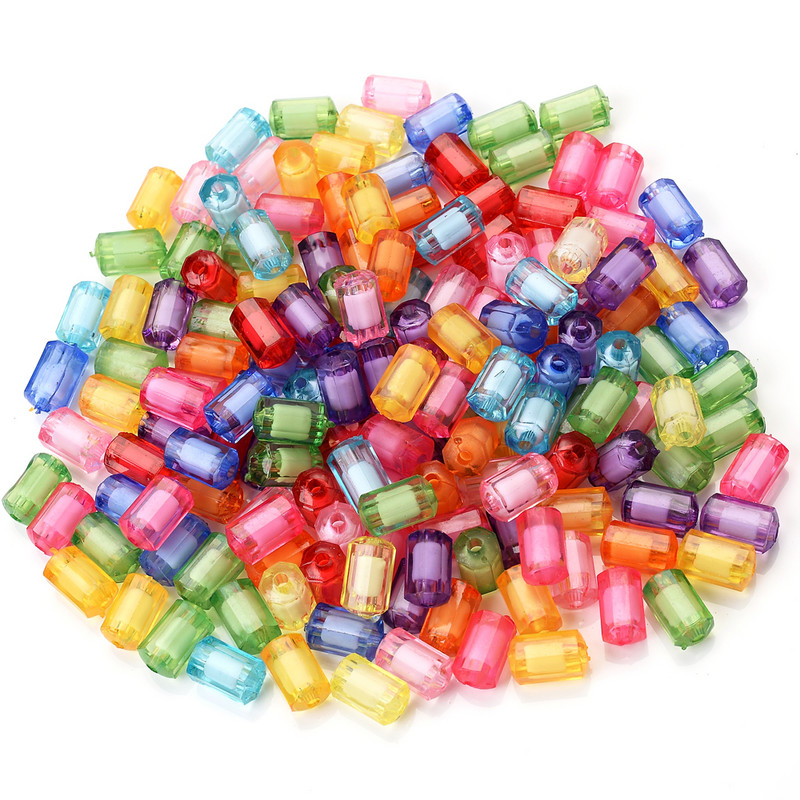 50 vnt. / siunta 7x12 mm mišrūs akriliniai skaidrūs karoliukai apvalūs stulpai Laisvi tarpikliai papuošalams gaminti „pasidaryk pats“ rankų darbo priedai