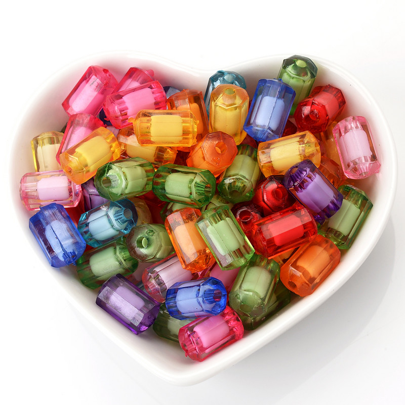 50 vnt. / siunta 7x12 mm mišrūs akriliniai skaidrūs karoliukai apvalūs stulpai Laisvi tarpikliai papuošalams gaminti „pasidaryk pats“ rankų darbo priedai